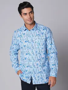 Oxemberg Men Abstract Printed Spread Collar Slim Fit Casual Shirt