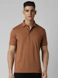 Van Heusen Men Self Design Polo Collar Checked T-shirt