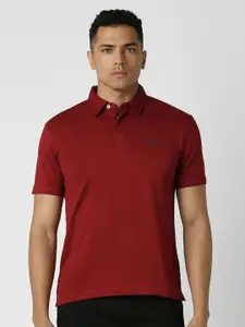 Van Heusen Sport Men Embroidered Solid Polo Collar T-shirt