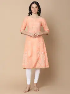 V-Mart Women Floral Embellished Keyhole Neck Kurta