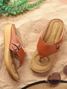 TRASE Women Open Toe Flats with Buckles