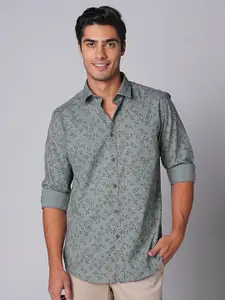 Oxemberg Men Spread Collar Slim Fit Floral Printed Casual Shirt