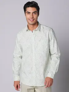 Oxemberg Men Abstract Printed Spread Collar Casual Shirt