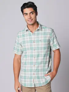 Oxemberg Men Spread Collar Slim Fit Checked Casual Shirt