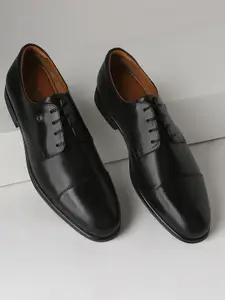 Louis Philippe Men Round Toe Leather Formal Leather Lace Up Shoes