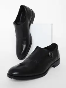 Louis Philippe Men Round Toe Textured Formal Monks