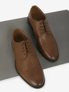 Van Heusen Men Leather Round Toe Lace Up Formal Derbys