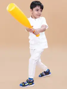 BAESD Boys Linen Mandarin Collar Shirt With Trousers