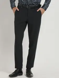 Turtle Men Textured Tailored Slim Fit Formal Trousers
