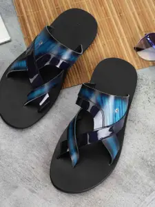 Mochi Men Abstract Printed Leather Slip-On Comfort Sandals