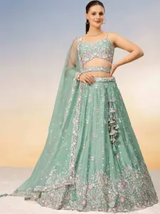 panchhi Embroidered Sequinned Semi-Stitched Lehenga & Unstitched Blouse With Dupatta