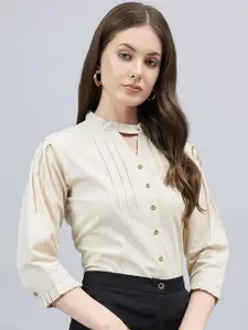 Style Quotient Women Smart Solid Band Collar Formal Shirt