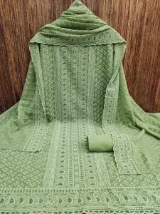 Peachmode Embroidered Silk Georgette Unstitched Dress Material