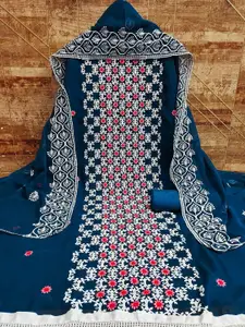 Peachmode Embroidered Silk Georgette Unstitched Dress Material