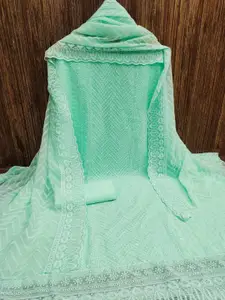 Peachmode Ethnic Motifs Embroidered Sequinned Silk Georgette Unstitched Dress Material