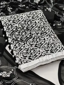 Peachmode Floral Embroidered Silk Georgette Unstitched Dress Material