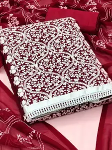 Peachmode Embroidered Silk Georgette Unstitched Dress Material