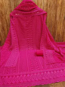 Peachmode Embroidered Silk Georgette Unstitched Dress Material