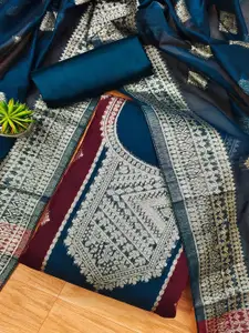 Peachmode Floral Woven Design Zari Unstitched Dress Material