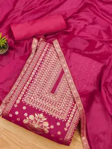 Peachmode Floral Woven Design Zari Unstitched Dress Material