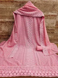 Peachmode Embroidered Silk Georgette Unstitched Dress Material