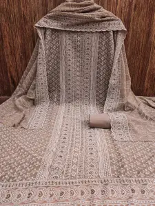 Peachmode Embroidered Silk Georgette Unstitched Dress Material