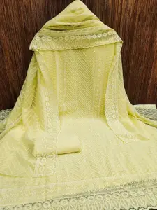 Peachmode Ethnic Motifs Embroidered Silk Georgette Sequinned Unstitched Dress Material