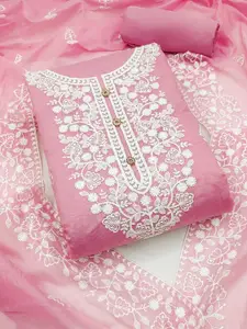 Peachmode Floral Embroidered Unstitched Dress Material