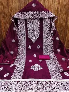 Peachmode Ethnic Motifs Embroidered Unstitched Dress Material