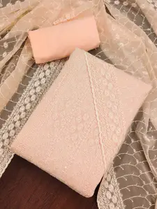 Peachmode Floral Embroidered Sequinned Silk Georgette Unstitched Dress Material