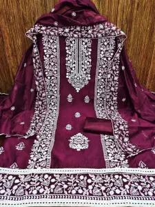 Peachmode Floral Embroidered Unstitched Dress Material