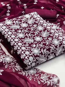 Peachmode Embroidered Silk Georgette Unstitched Dress Material