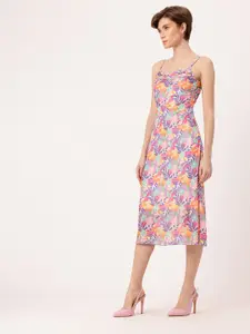 DressBerry Printed Soft Net A-Line Midi Dress