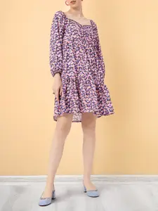DressBerry Floral Printed Smocked A-line Dress