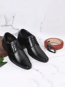 HikBi Men Round Toe Leather Formal Derbys