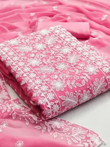 Peachmode Floral Embroidered Silk Georgette Unstitched Dress Material