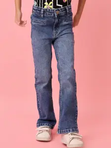 V-Mart Girls Low Distress Heavy Fade Cotton Regular Fit Jeans