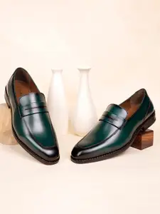 LOUIS STITCH Men Seaweed Green Formal Slip-On Moccasin Shoes