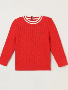 Tommy Hilfiger Boys Self Design Cable Knit Sweater