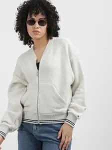 Tommy Hilfiger Women Solid V-Neck Pure Cotton Sweatshirt