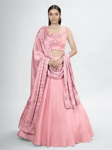 Fusionic Embroidered Thread Work Semi-Stitched Lehenga & Blouse With Dupatta