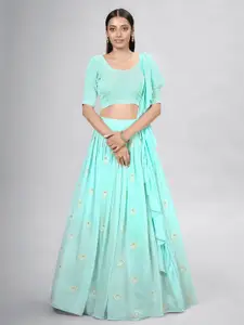 Fusionic Embroidered Thread Work Semi-Stitched Lehenga & Blouse With Dupatta