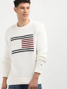 Tommy Hilfiger Men Striped Round Neck Pullover Sweater