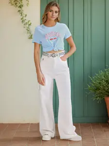 U.S. Polo Assn. Women Typography Printed Pure Cotton T-shirt