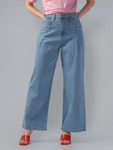 Flying Machine Women Wide Leg High-Rise Stretchable Jeans