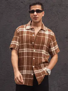 Powerlook Men Self Design Spread Collar Casual Shirt