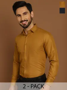 Indian Needle Pack Of 2 Classic Spread Collar Formal Shirts