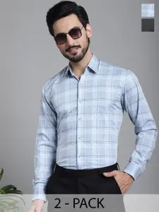 Indian Needle Pack Of 2 Classic Checked Formal Shirts