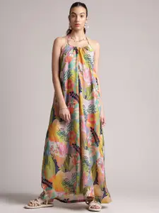 Zaccai Women's Multicolor Muslin Tropical Floral Printed Maxi Dress
