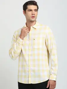 Turtle Men Gingham Checked Spread Collar Casual Shirt